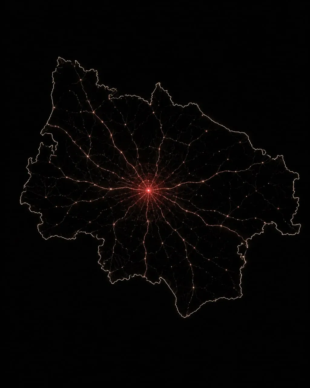 Mapa de la Región de Ñuble con un nodo rojo en Chillán